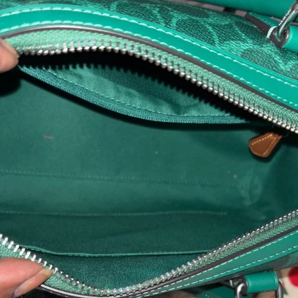 Coach Teal Signature Satchel Bag - Picture 4 of 5